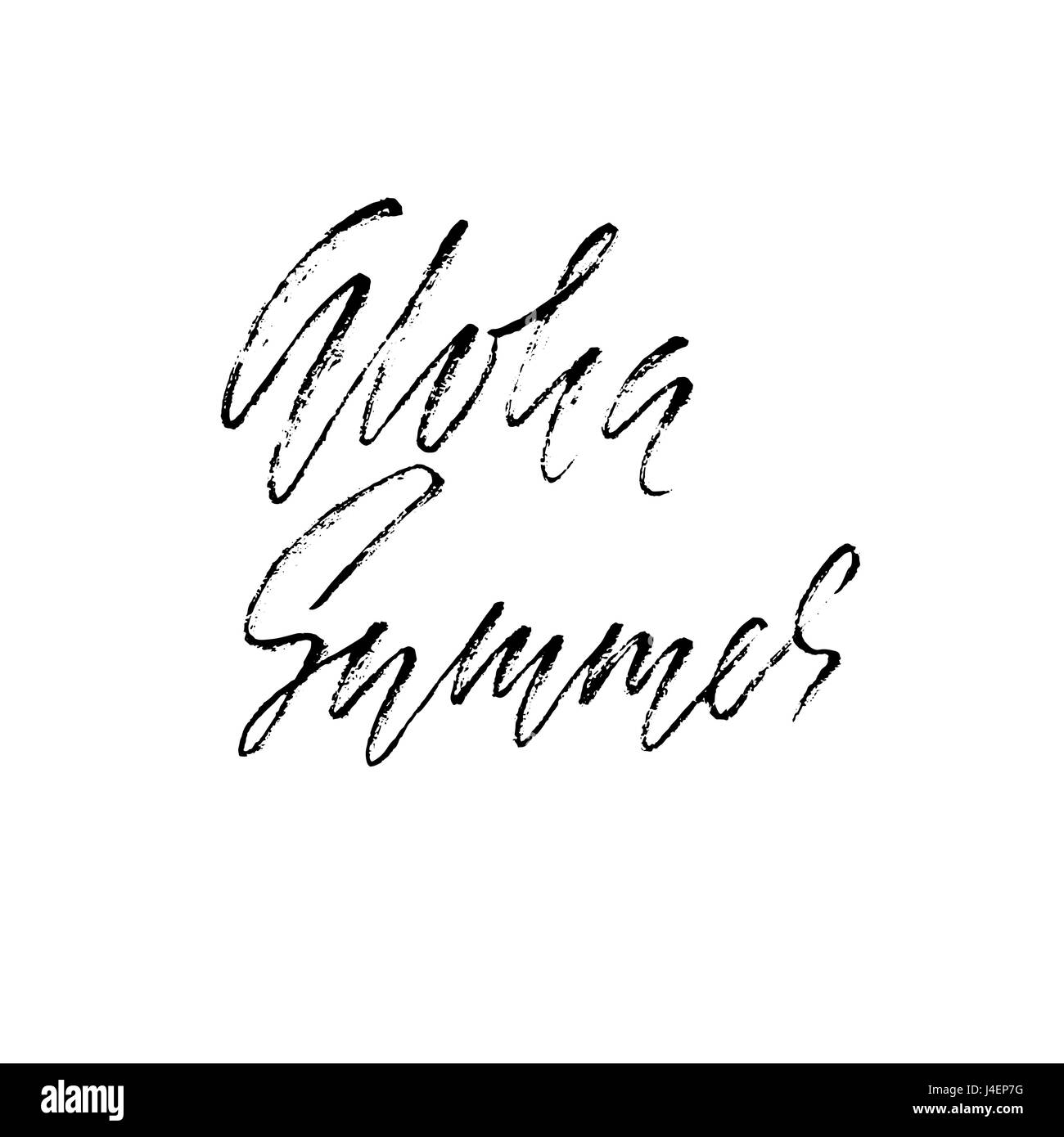 Aloha Sommer. Handgezeichnete Schriftzug isoliert auf weißem Hintergrund für Ihr Design. Vektor-Illustration. Handschriftliche moderne trockenen Pinsel Inschrift. Stock Vektor