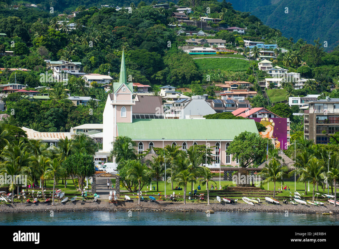 Die Innenstadt von Papeete, Tahiti, Gesellschaftsinseln, Französisch-Polynesien, Pazifik Stockfoto