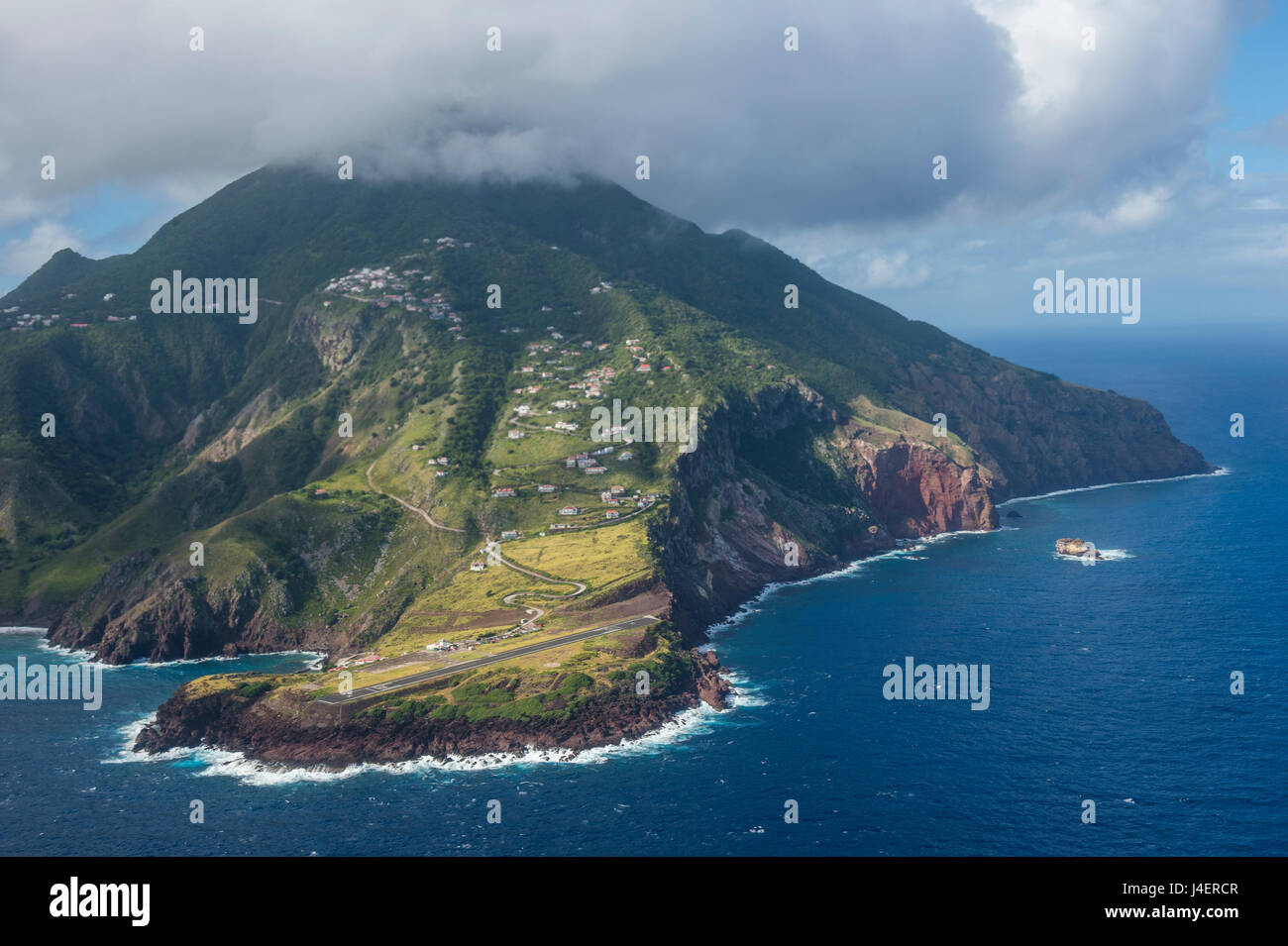 Luftaufnahmen von Saba, Niederländische Antillen, West Indies, Karibik, Mittelamerika Stockfoto