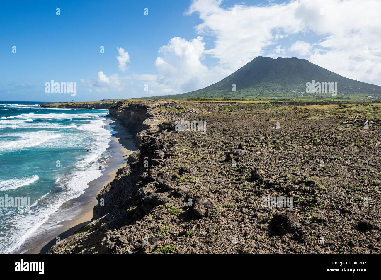 Costaline vor der Pinole Hill, St. Eustatius, Statia, Niederländische Antillen, West Indies, Karibik, Mittelamerika Stockfoto