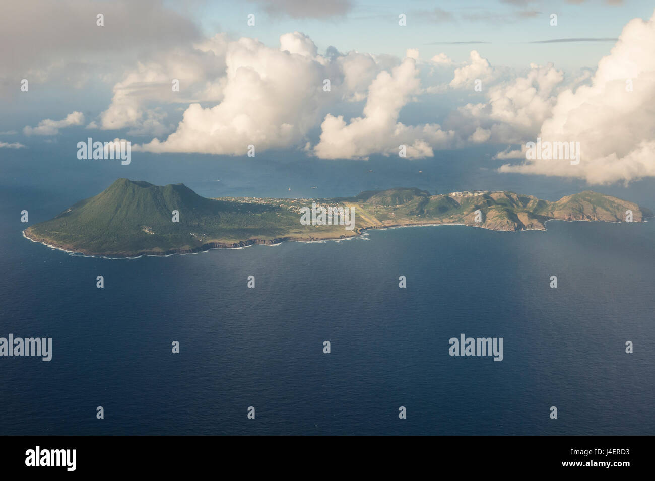 Luftaufnahme von St. Eustatius, Statia, Niederländische Antillen, West Indies, Karibik, Mittelamerika Stockfoto