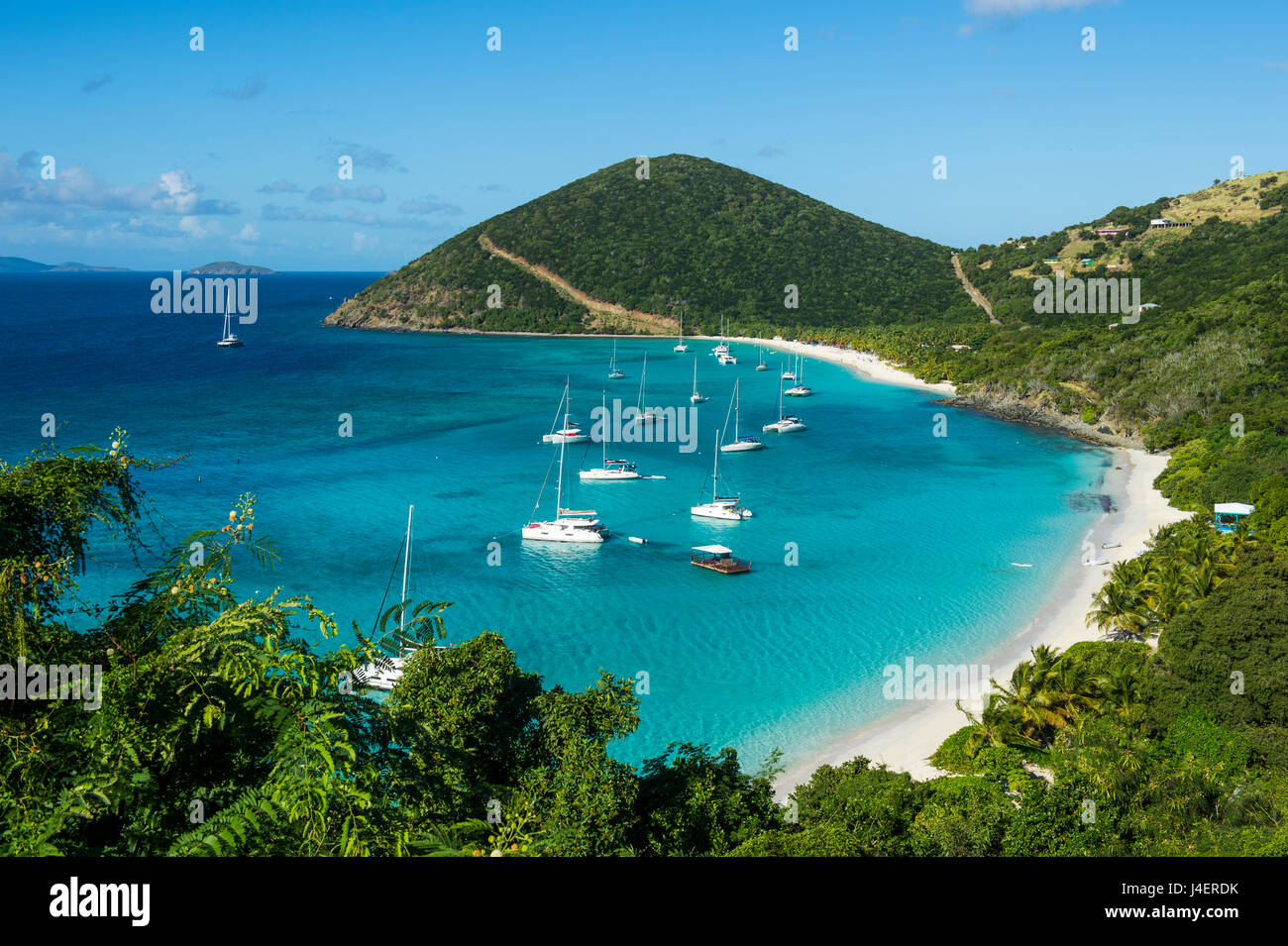 Über White Bay, Jost Van Dyke, British Virgin Islands, West Indies, Karibik, Mittelamerika übersehen Stockfoto