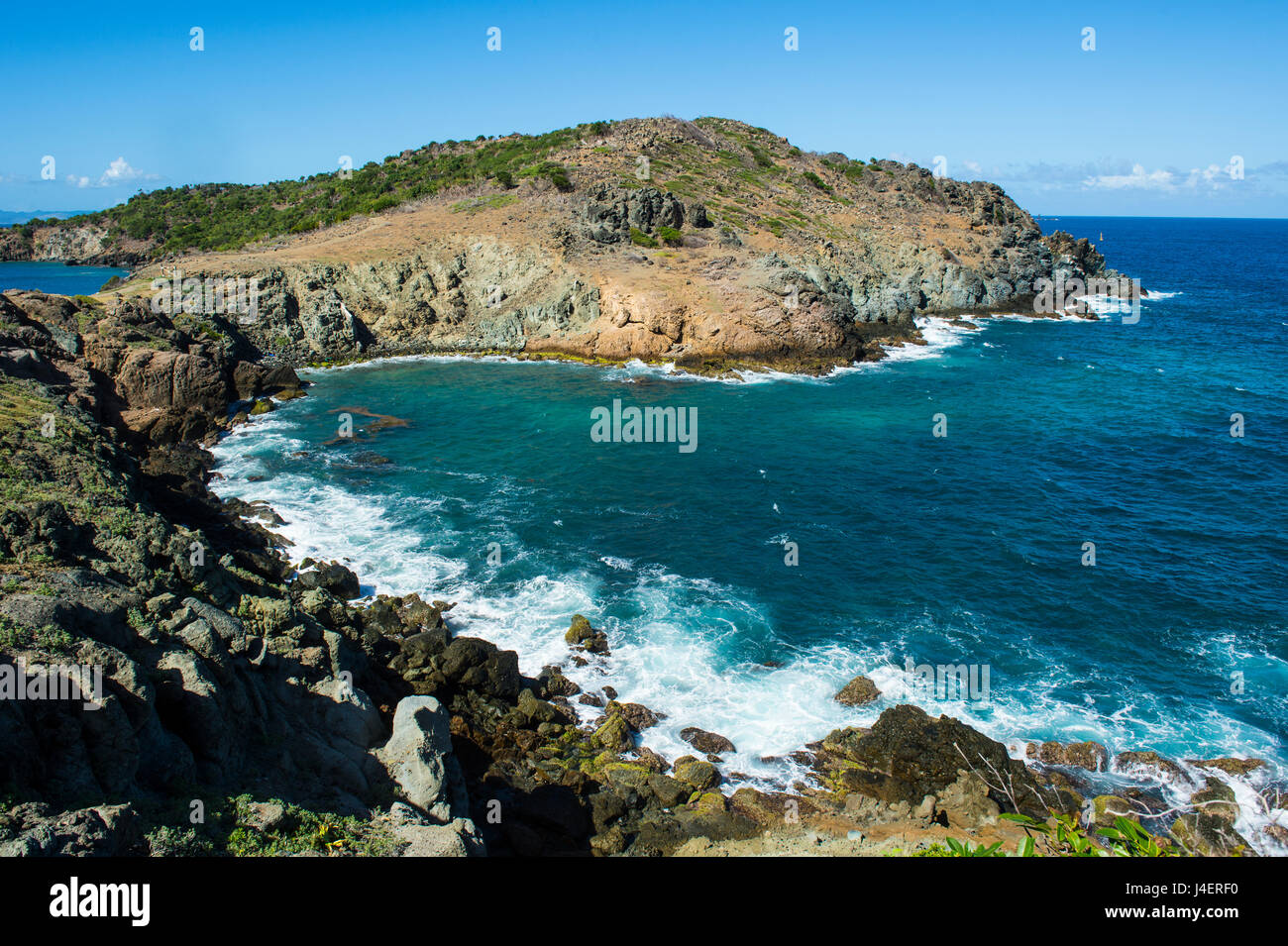 Blick über die Küste von St. Barth (Saint Barthelemy), kleine Antillen, West Indies, Karibik, Mittelamerika Stockfoto