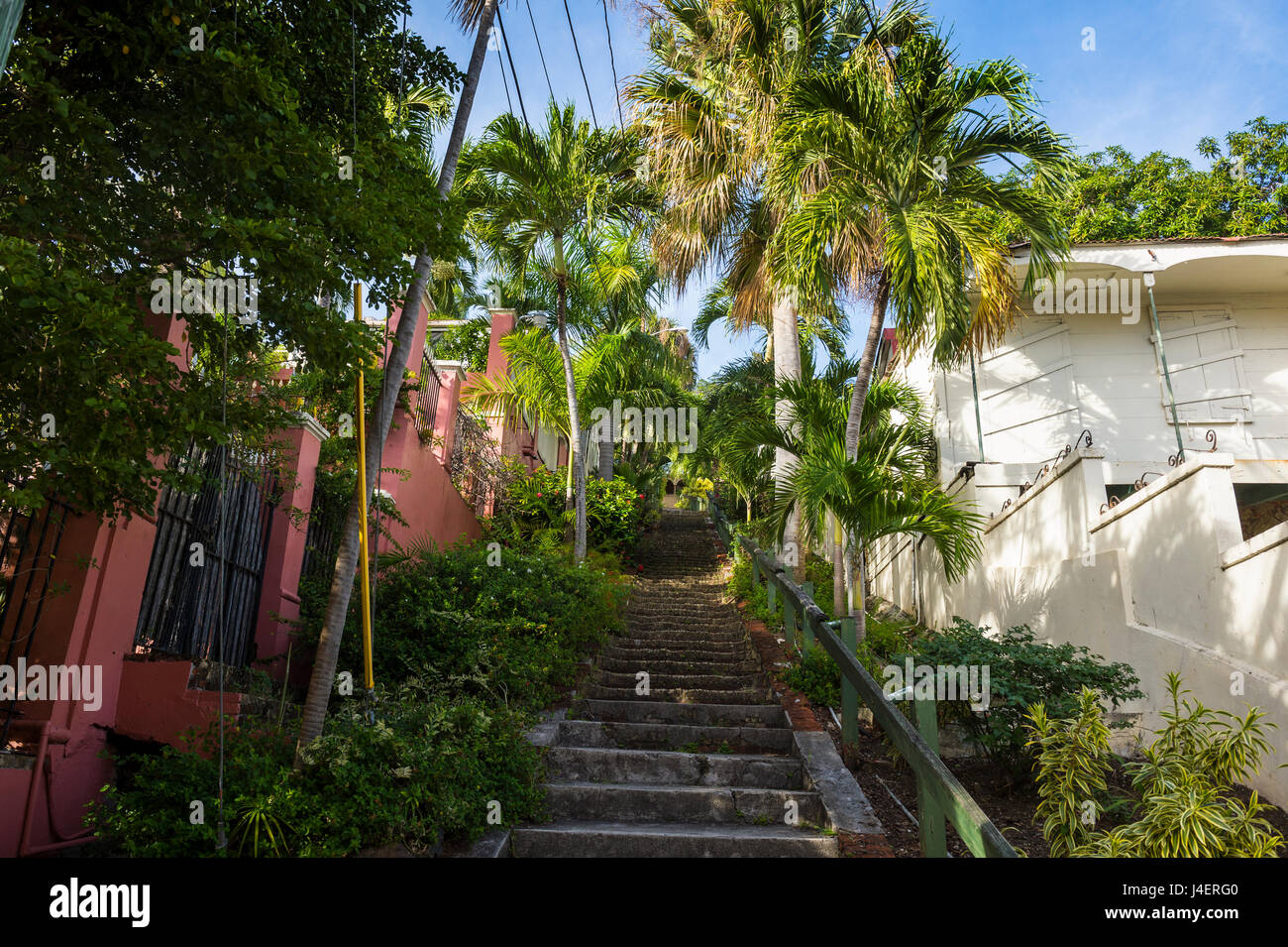 99 Schritte, kleine Gasse in Charlotte Amalie, die Hauptstadt von St. Thomas, Amerikanische Jungferninseln, Karibik, Karibik, Mittelamerika Stockfoto