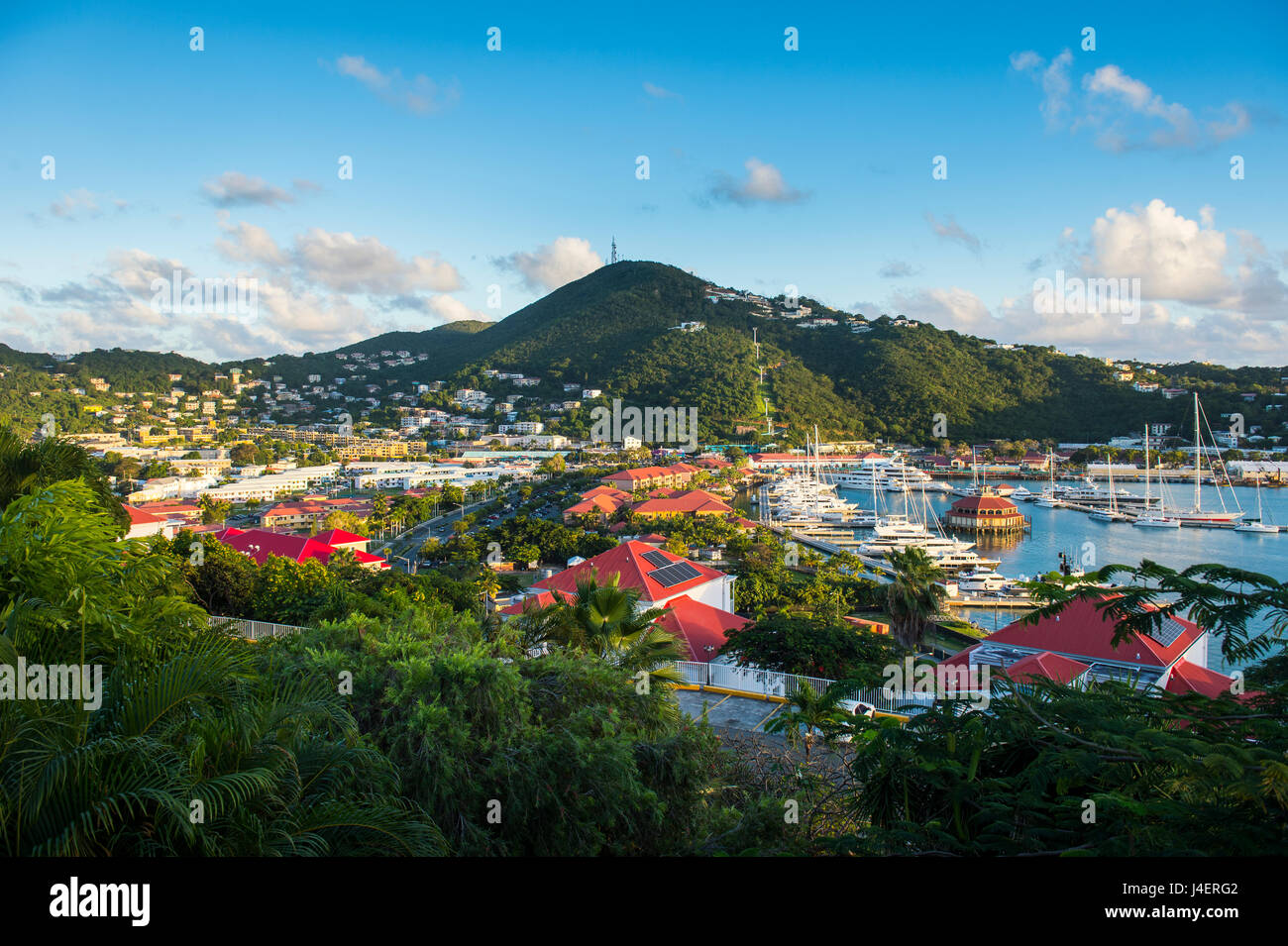 Blick über Charlotte Amalie, die Hauptstadt von St. Thomas, Amerikanische Jungferninseln, West Indies, Karibik, Mittelamerika Stockfoto
