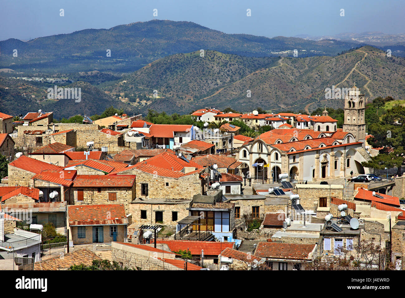 Pano Lefkara, einer der traditionellen "Spitze und Stickerei Dörfer", Larnaca, Zypern Insel. Stockfoto