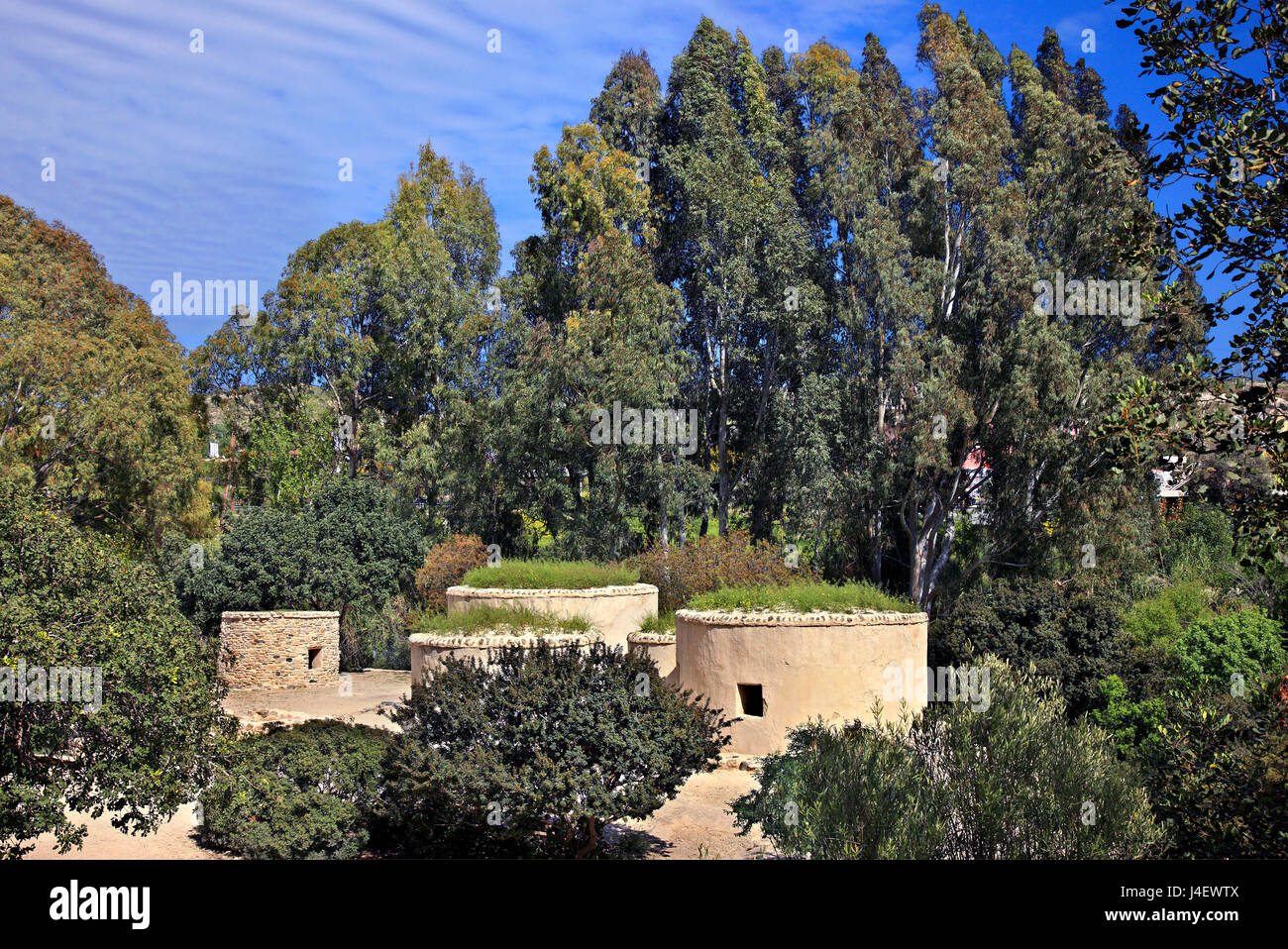 Rekonstruierte Strukturen in der archäologischen Stätte von gelegenen (UNESCO Weltkulturerbe), eine Siedlung aus der Jungsteinzeit, Bezirk Larnaka, Zypern. Stockfoto