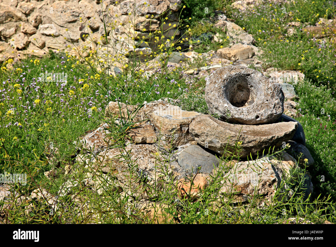 In der archäologischen Stätte von gelegenen Ruinen (oder "Choirokoitia"-UNESCO-Weltkulturerbe), eine Siedlung aus der Jungsteinzeit, Bezirk Larnaka, Zypern. Stockfoto