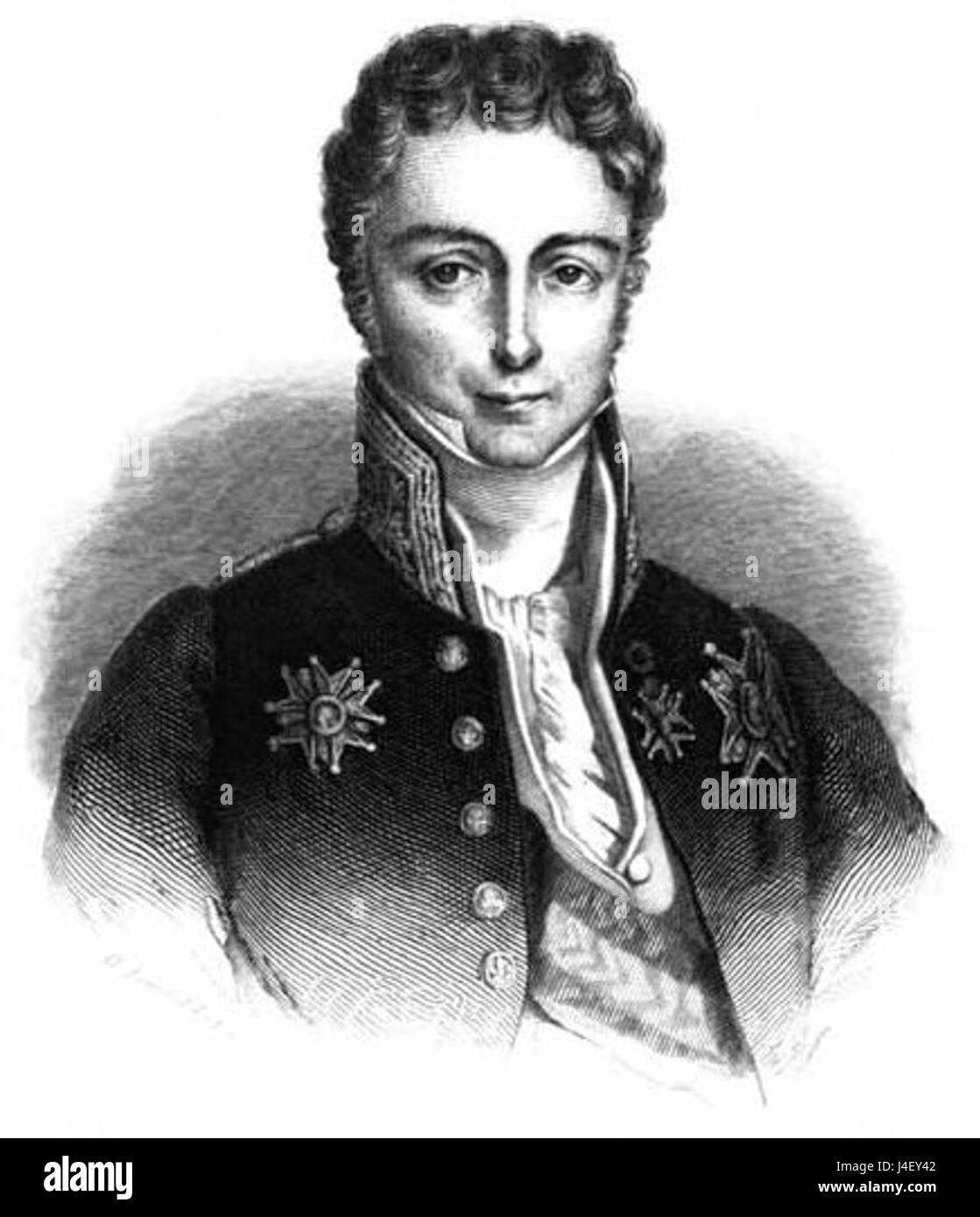 Jean Baptiste Gay, vicomte de Martignac, war ein französischer Staatsmann und Politiker, der Anfang des 19. Jahrhunderts diente. Martignacs Amtszeit war geprägt von seinen Versuchen, die französische Monarchie zu reformieren, und seinem Konflikt mit der ultra-royalistischen Fraktion des Hofes. Stockfoto