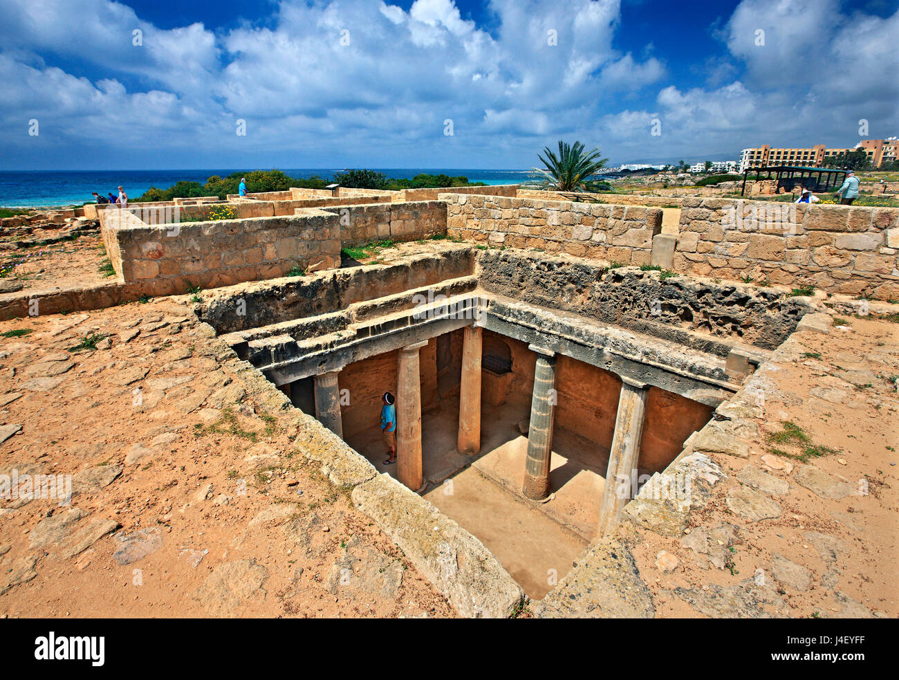 Grab 3, Gräber der Könige (UNESCO-Weltkulturerbe), Paphos, Zypern. Paphos Stadt ist eine der 2 Kulturhauptstadt 2017 Stockfoto
