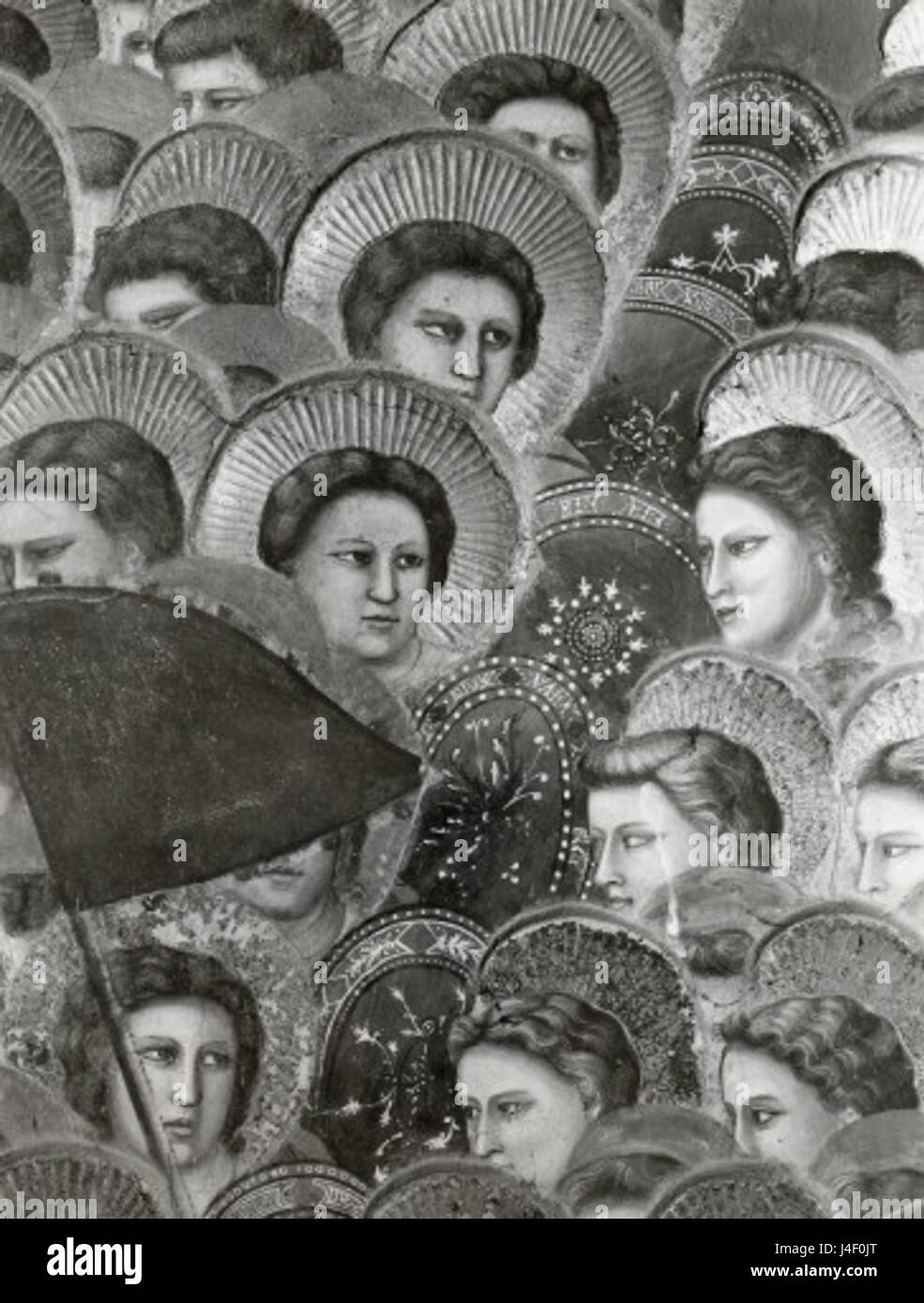 Der Titel bezieht sich auf *Paradiso* des berühmten italienischen Malers Giotto. Das Werk, das Teil des Freskenzyklus von Giottoâ ist, zeigt Himmelszenen und zeigt seinen unverwechselbaren Stil in der religiösen Kunst der Renaissance. Stockfoto