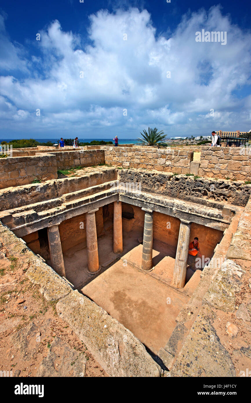 Grab 3, Gräber der Könige (UNESCO-Weltkulturerbe), Paphos, Zypern. Paphos Stadt ist eine der 2 Kulturhauptstadt 2017 Stockfoto