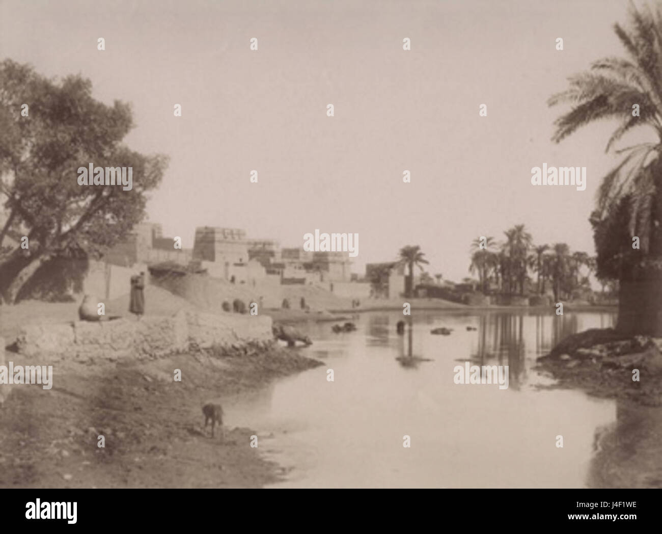 Antonio Beato Vue du Luxor cote est Stockfoto