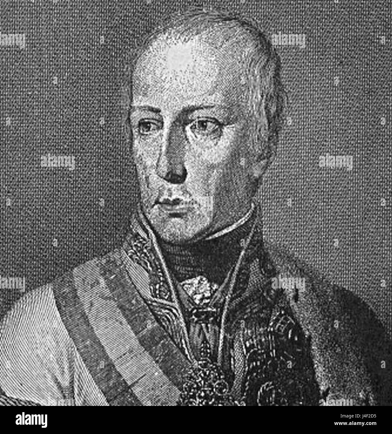 Franz II., Kaiser Franz I. von Österreich, war eine Schlüsselfigur der europäischen Geschichte, beherrschte weite Gebiete und spielte eine wichtige Rolle in der politischen Dynamik des 18. Und frühen 19. Jahrhunderts. Stockfoto