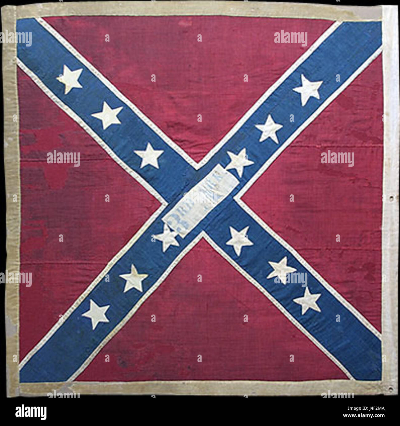 Die *3rd Arkansas Battle Flag* wurde vom 3rd Arkansas Infantry Regiment während des Amerikanischen Bürgerkriegs benutzt. Die Flagge ist bekannt für ihr St. Andrew's Cross Design, ein Symbol der Konföderierten Staaten. Stockfoto