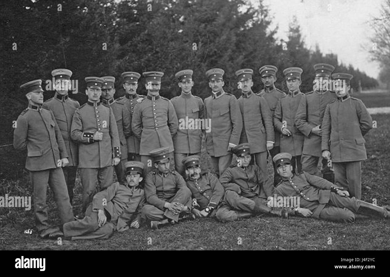 Ernst Hess stehend ganz rechts mit seiner Einheit im ersten Weltkrieg Stockfoto