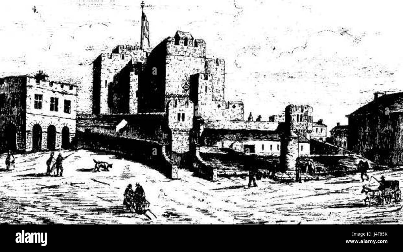 Rushen Castle auf der Isle of man ist eine historische Festung aus dem 11. Jahrhundert. Es diente als Residenz der Herren von Mann und ist ein bedeutender kultureller und historischer Ort. Stockfoto