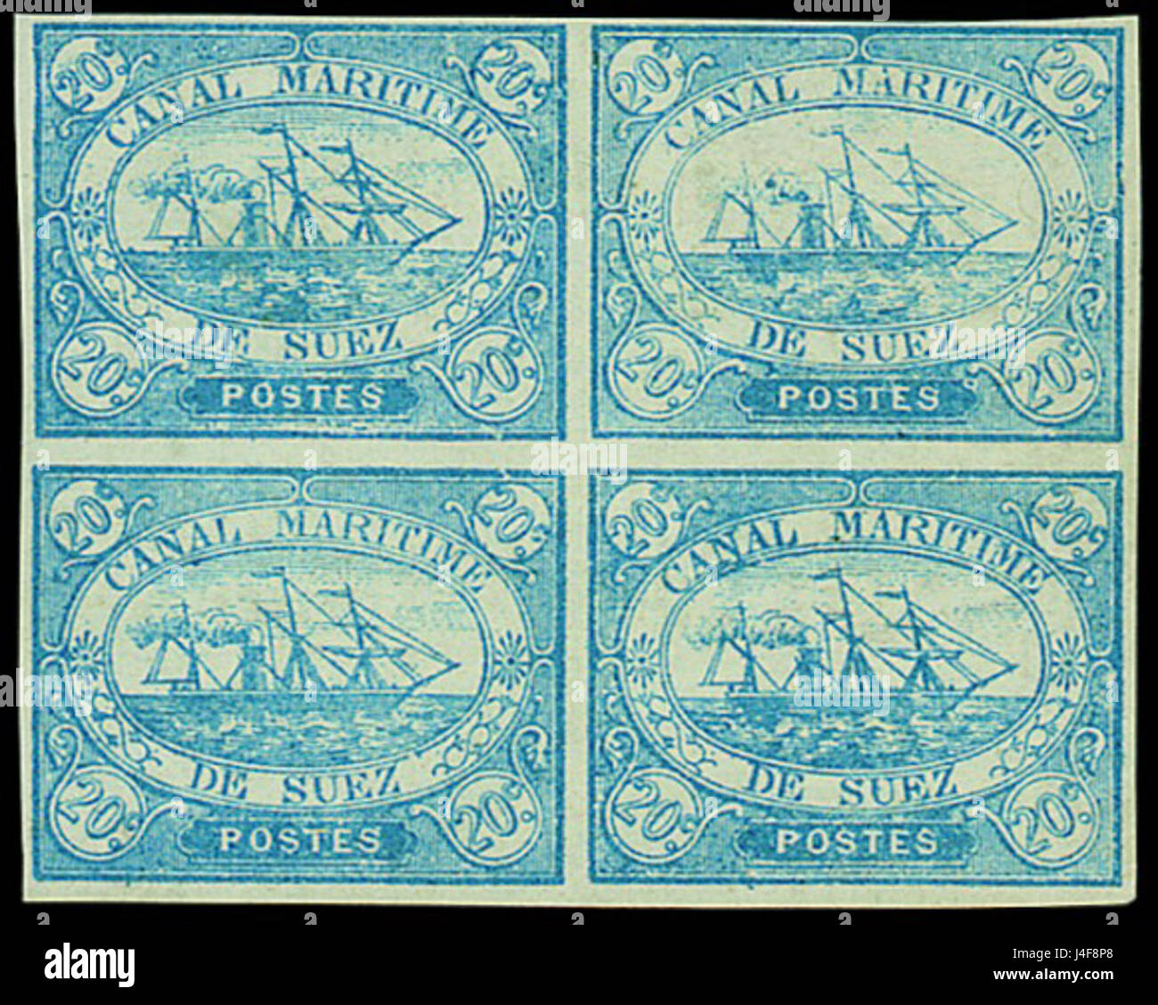 SUEZ CANAL COMPANY 1868 20c blau ungez Stockfoto