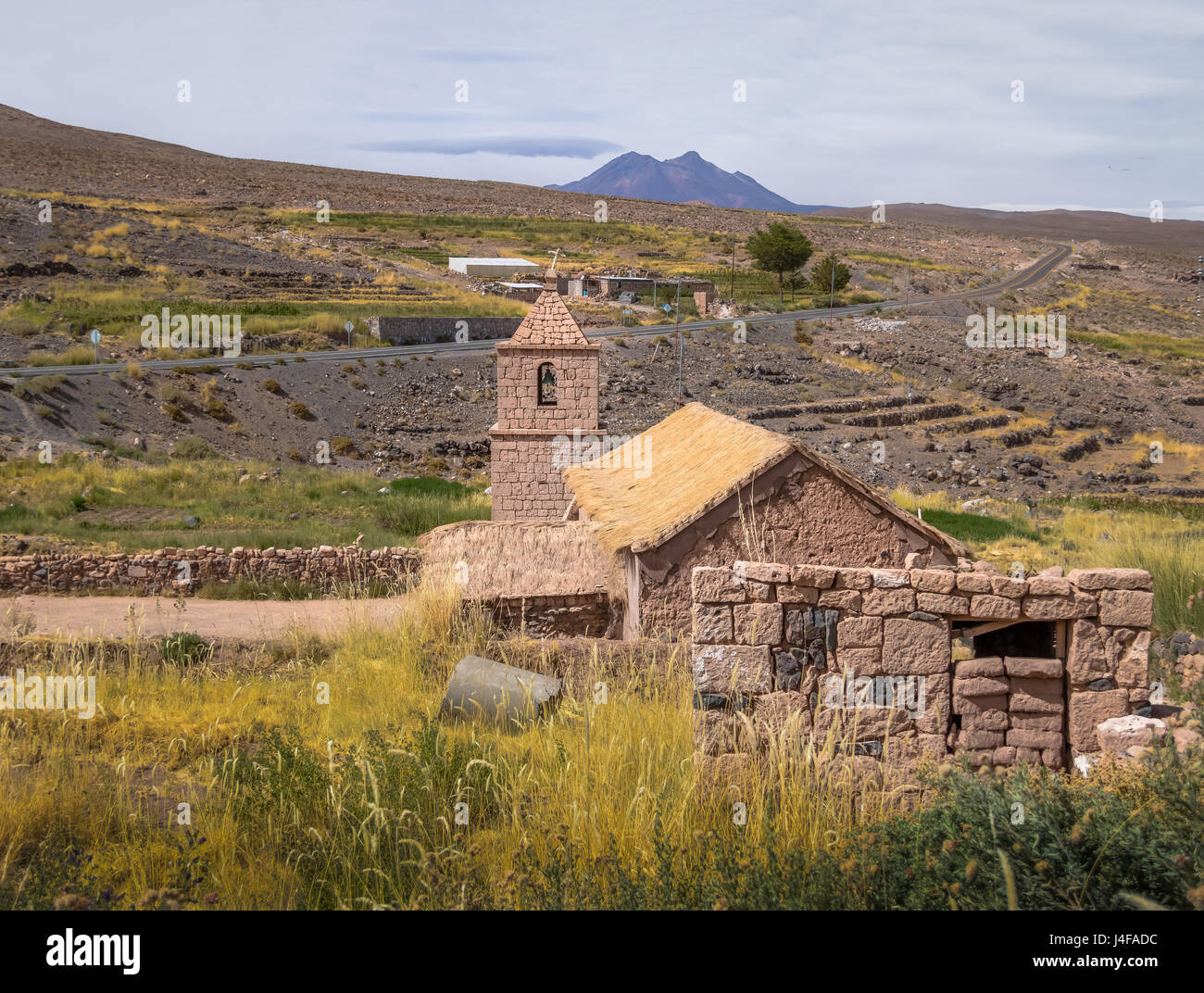 Alte Kirche von Socaire Dorf - Atacama-Wüste, Chile Stockfoto