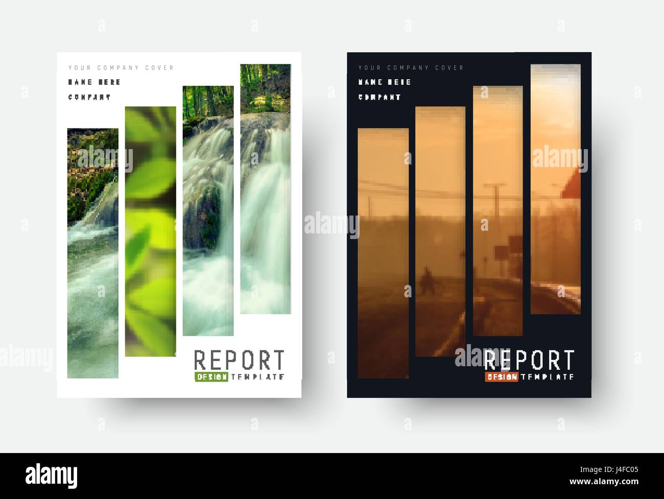 Design von Schwarz und weiß deckt in einem minimalistischen Stil. Vorlagen-Flyer mit rechteckigen vertikalen Blöcken für Ihr Foto. Vektor-illustration Stock Vektor