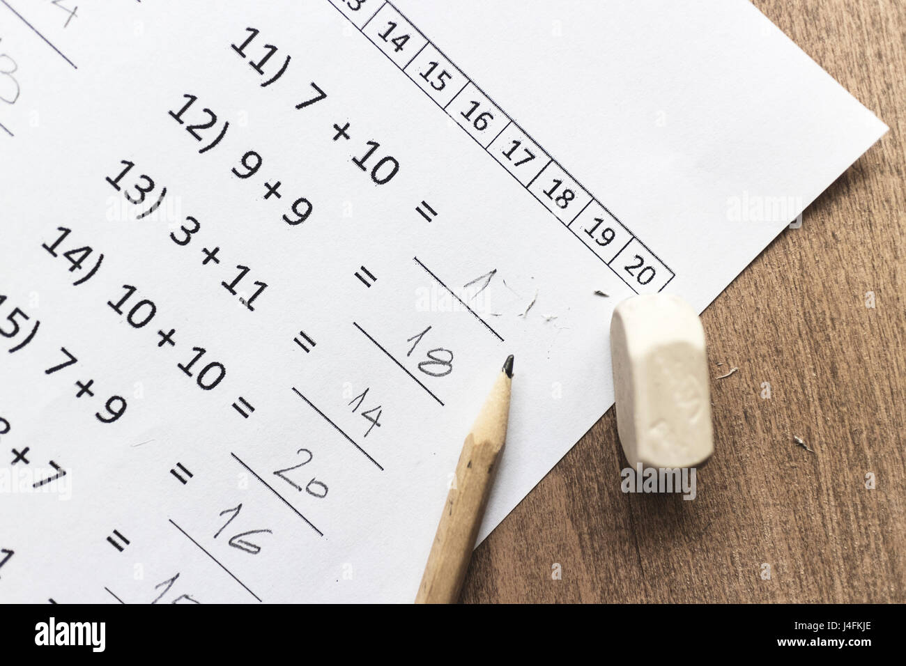 Pädagogische Konzepte, Mathematik-Test in Nahaufnahme Stockfoto