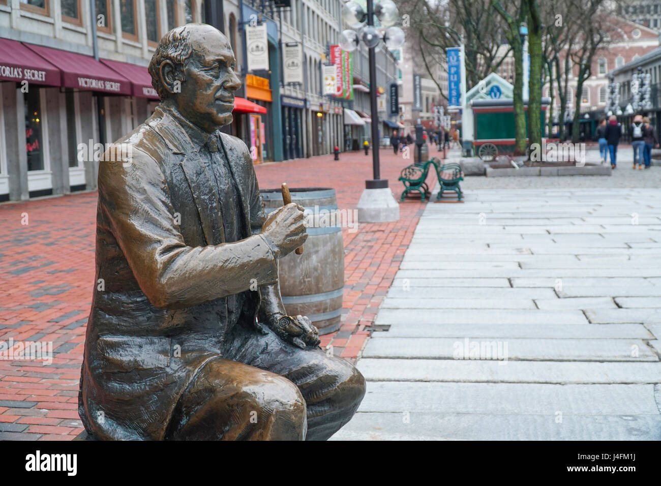 Bronzestatue an North Boston Fußgängerzone - BOSTON, MASSACHUSETTS Stockfoto