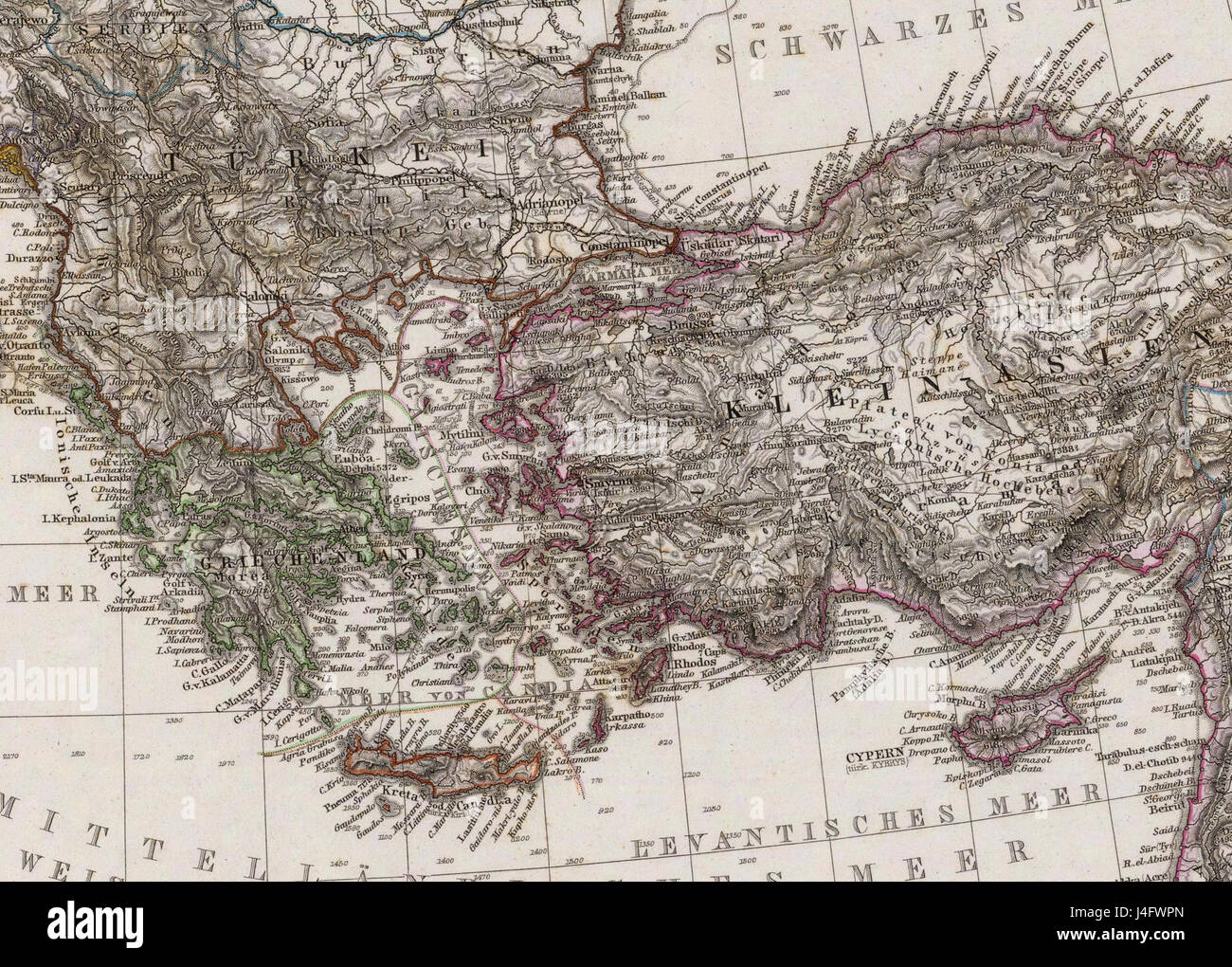 Stieler, Adolf. Das Mittellandische Meer Und Nord Afrika. 1875-F Stockfoto