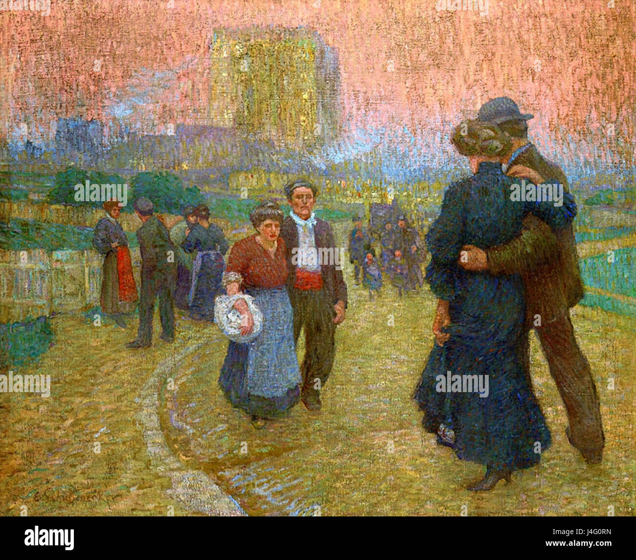 Das Werk *09619* von SCHUFFENECKER ist ein Beispiel französischer post-impressionistischer Kunst. Schuffeneckers Arbeiten sind bekannt für ihre lebendige Farbgebung und die Betonung des Lichts. Sie erforschen die emotionale Tiefe und Schönheit seiner Motive. Stockfoto