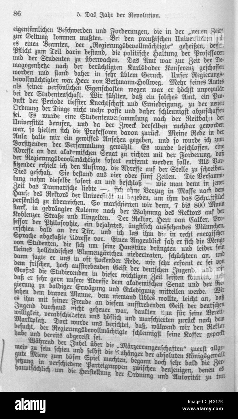 Schurz Lebenserinnerungen b1 s086 bezieht sich auf einen Abschnitt aus den Memoiren Carl Schurz, einer deutsch-amerikanischen Politikfigur, der seine Erfahrungen und Beiträge zur amerikanischen Politik im 19. Jahrhundert beschreibt. Stockfoto