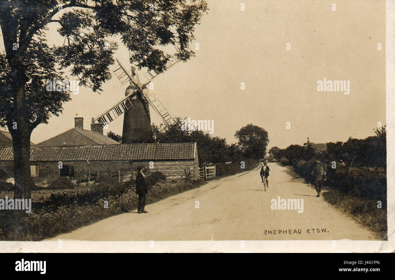 Foto von Shepeau Stow Mill, einer historischen Windmühle in Norfolk, England. Stockfoto
