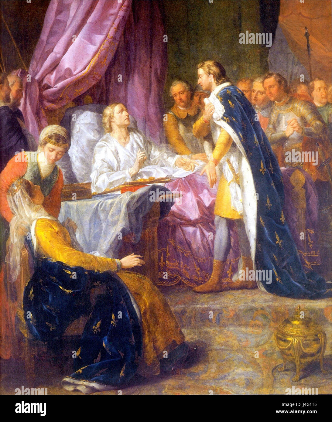 Saint Louis, Roi de Frankreich, Sur Son lit de Mort, Donnant ses Derniers Conseils einen Sohn Fils Philippe, Par Jacques Antoine Beaufort Stockfoto