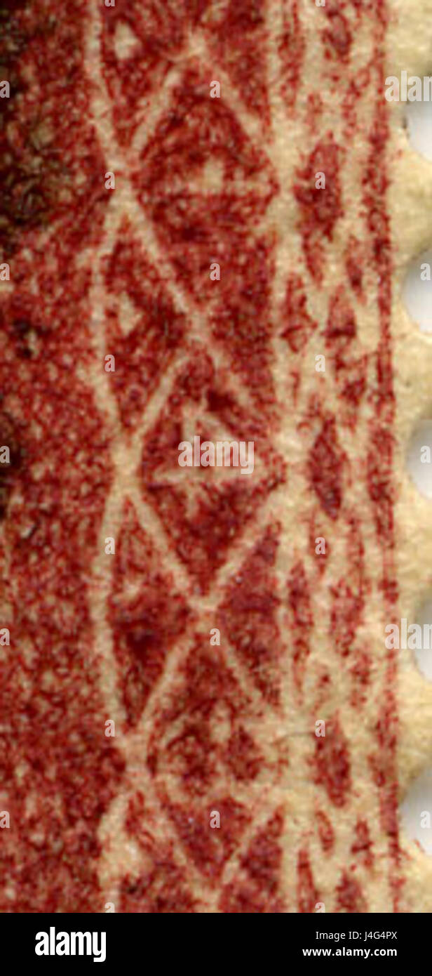 Eine Nahaufnahme der britischen Penny Red Stempelmarke (pl148), einer berühmten britischen Briefmarke, die für ihre historische Bedeutung und ihre weit verbreitete Verwendung in der Mitte des 19. Jahrhunderts bekannt ist. Das Design und die Details auf der Briefmarke spiegeln die britische Postgeschichte und die frühen Postsysteme wider. Stockfoto