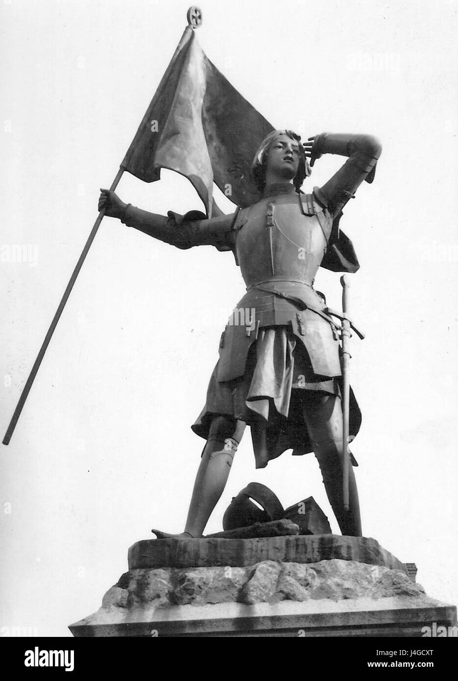 Statue de Jeanne d ' Arc Place du Martroi Jargeau Stockfoto