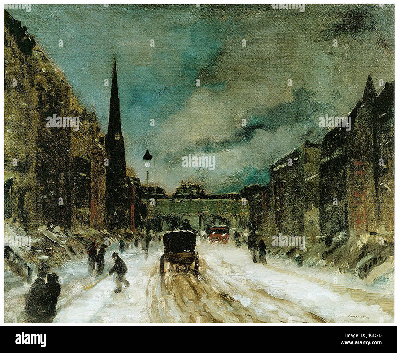 Straßenszene mit Schnee Robert Henri Stockfoto