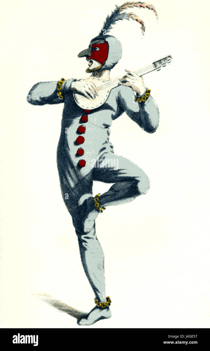 „Masques et Bouffons“ von Maurice Sand ist ein Werk, das sich mit theatralischen Masken und Büffeln befasst und einen Einblick in das französische Theater und seine kulturellen Darstellungen im 19. Jahrhundert bietet. Stockfoto