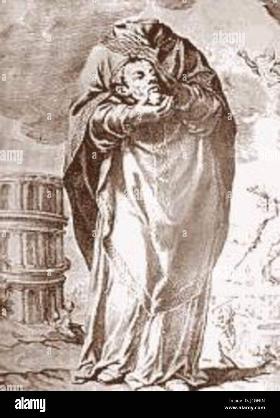 Darstellung des heiligen Aphrodisius, eines christlichen Märtyrers und Bischofs von Beziers im 3. Jahrhundert, bekannt für seine Frömmigkeit und Hingabe an die Verbreitung des Christentums. Stockfoto