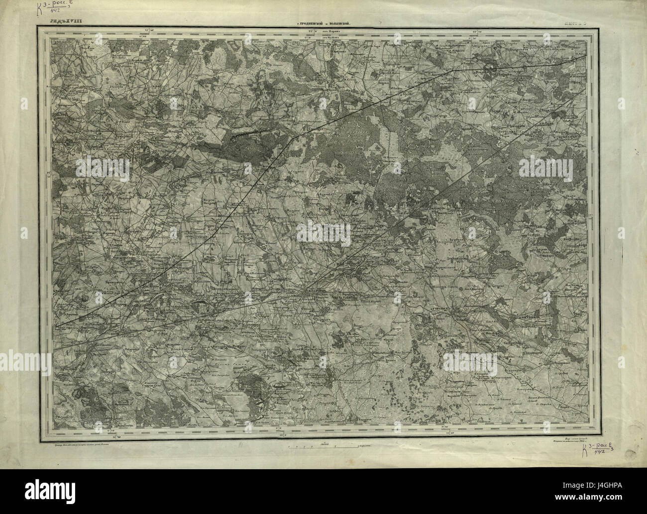 Eine detaillierte Karte mit dem Titel „Shubert Map R18L03“, die spezifische geografische Merkmale und Standorte veranschaulicht. Die Karte dient als wertvolle Ressource zum Verständnis regionaler Layouts und räumlicher Beziehungen. Stockfoto