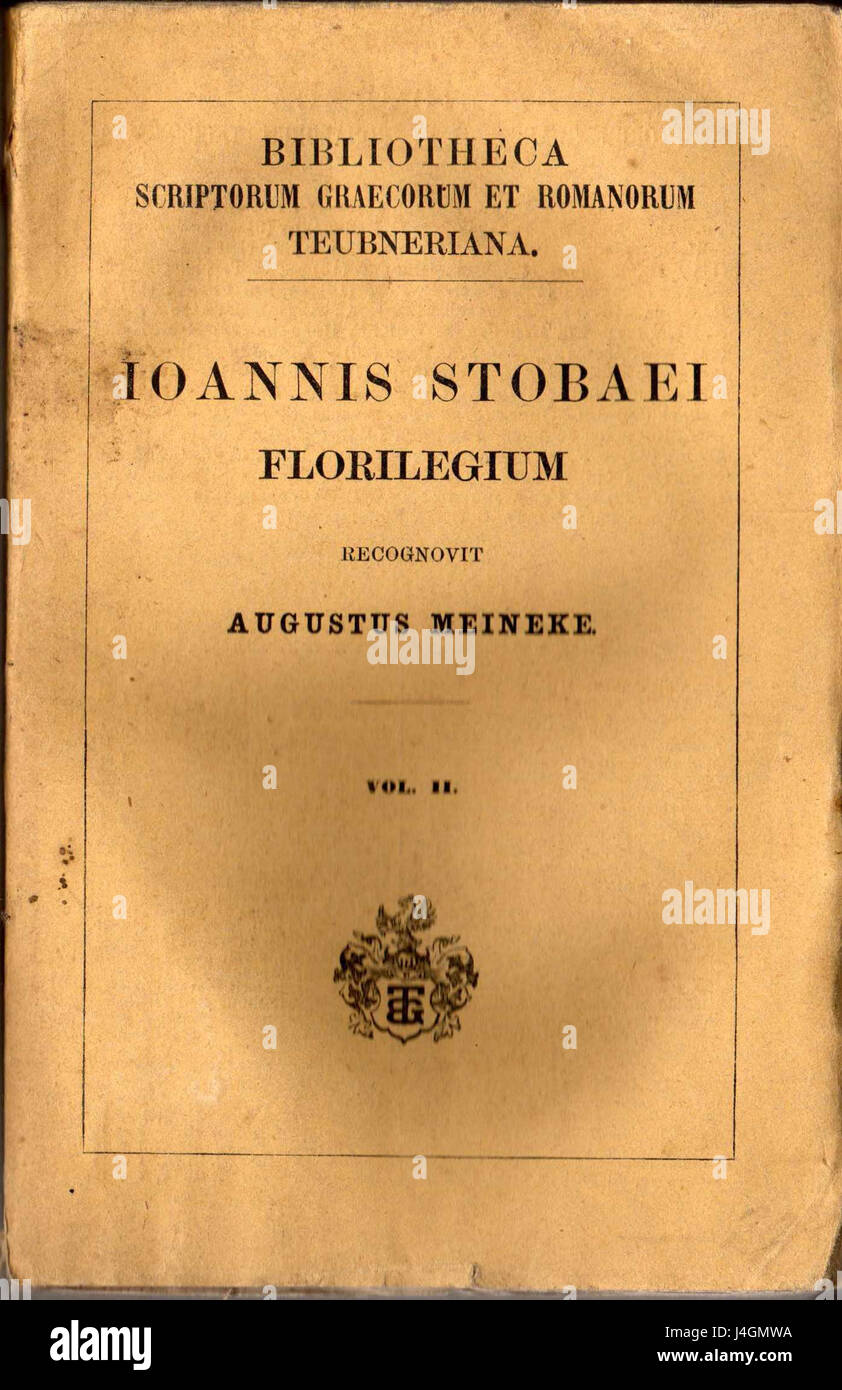 Teubner Stobaeus 1855 Stockfoto