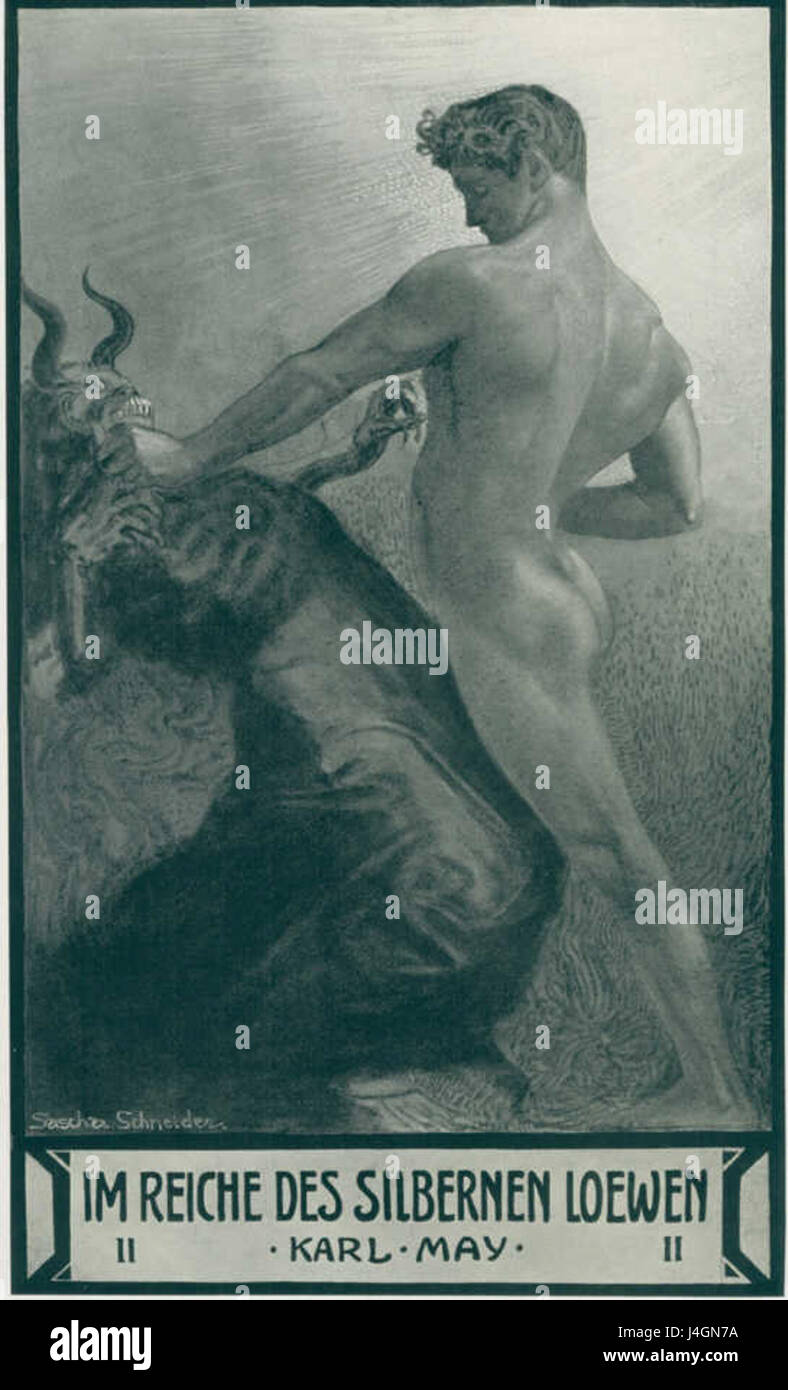 Sascha Schneiders „Loewe“ zeigt eine kraftvolle und dynamische Darstellung eines Löwen und zeigt den Fokus des Künstlers auf Tierstudien und Expressionismus in der Kunst. Stockfoto