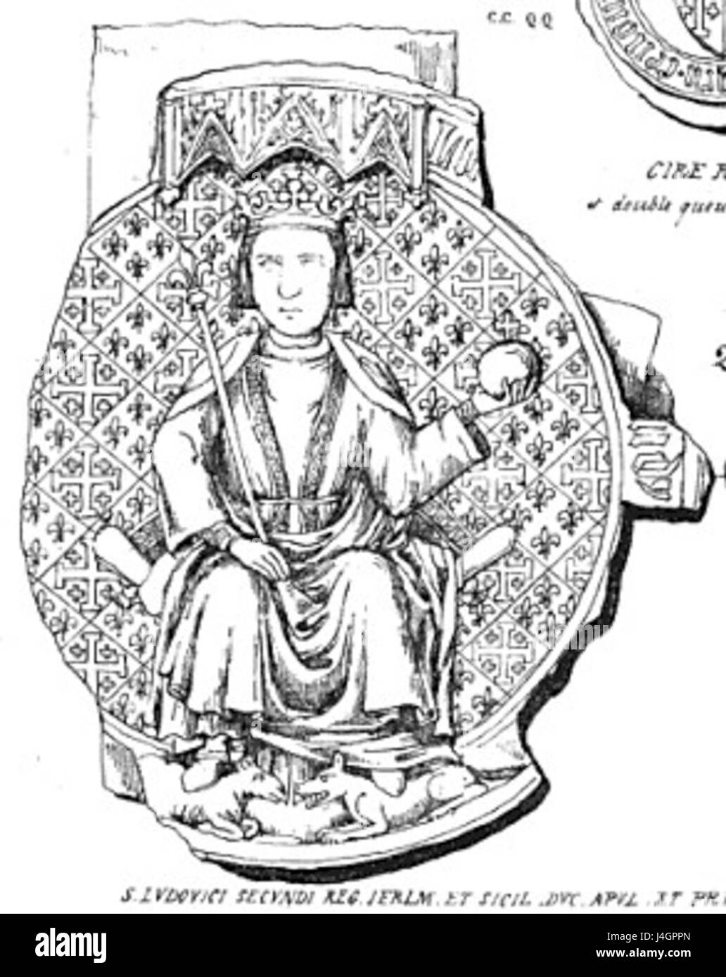 Siegel von Louis II. von Neapel Stockfoto