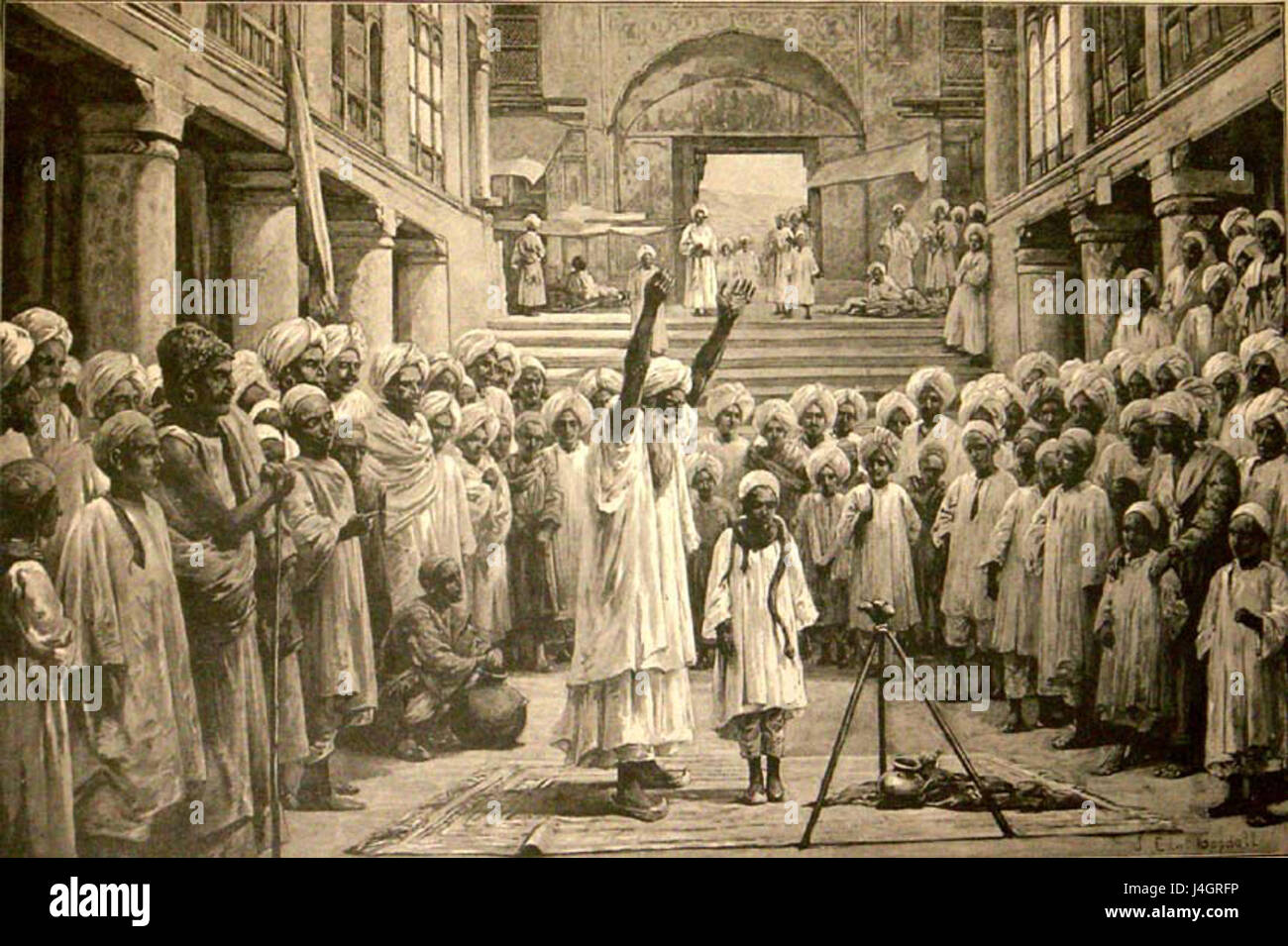 Ein Verweis auf ein Bild oder Kunstwerk aus dem Jahr 1955 mit dem Titel „Snakecharmer“, das eine Person darstellen kann, die mit einer Schlange interagiert, wahrscheinlich beeinflusst von kulturellen oder exotischen Themen. Stockfoto