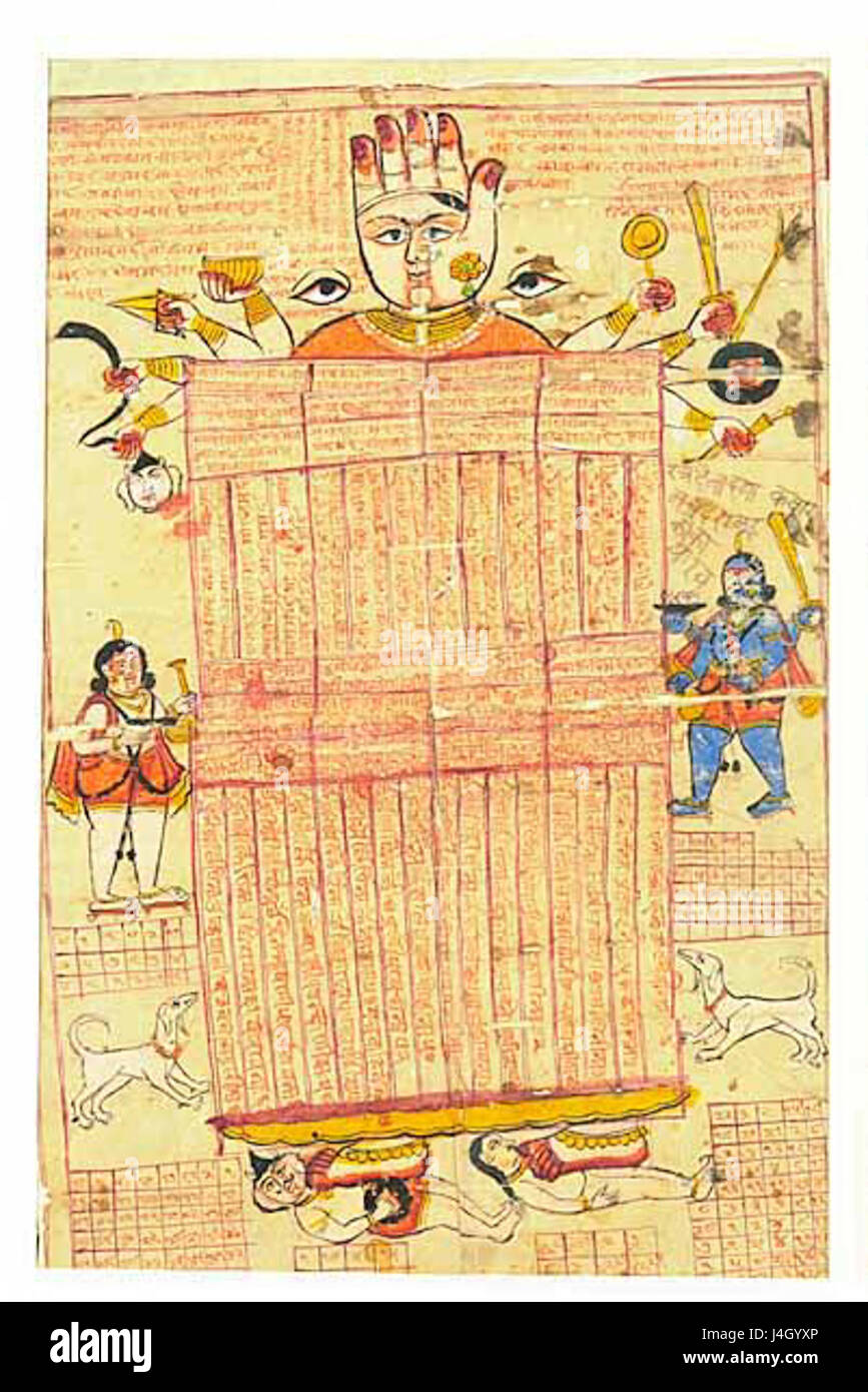 Tantrische Manuskriptseite Darstellung eine kosmische Göttin Stockfoto