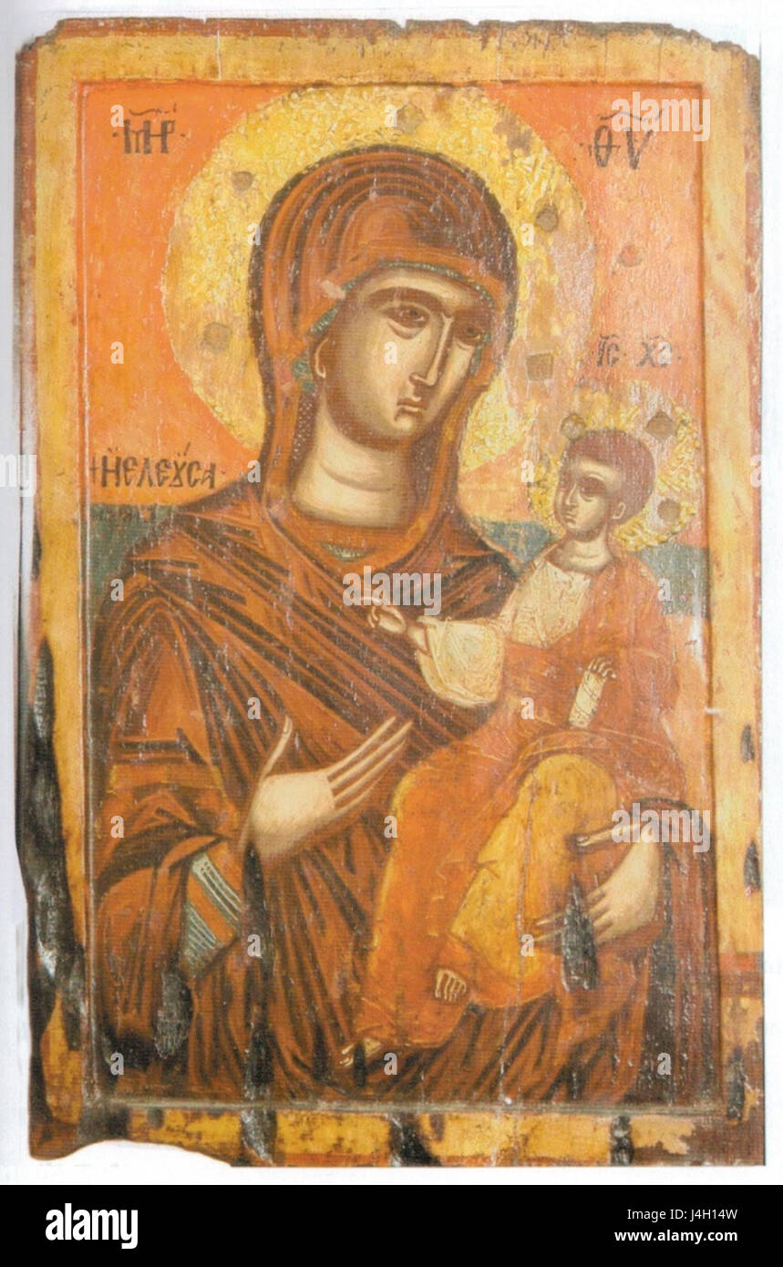Saint Mary Eleusa Icon im Slepche Kloster, 2. Viertel des 17. Jahrhunderts Stockfoto