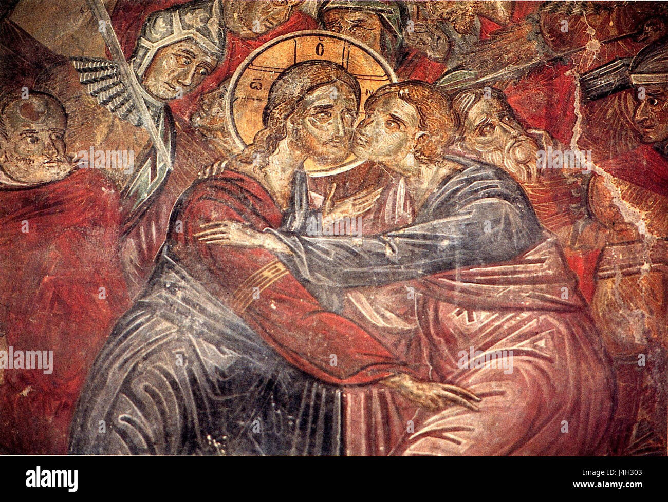 Rassiotissa Kirche St. Mary in Kastoria, Judas Verrat Fresko, 1553 Stockfoto