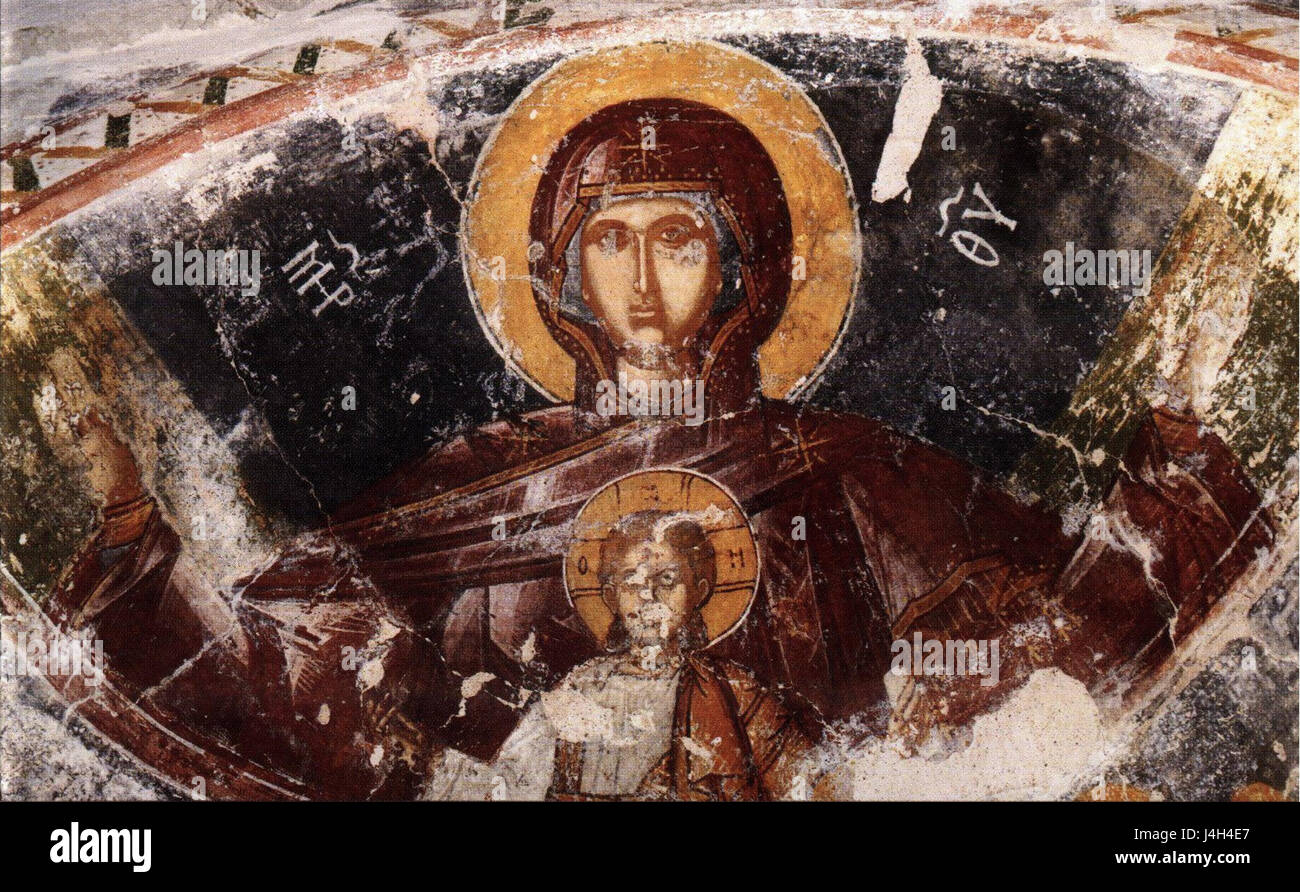 Saint Mary Fresko aus Panagouda Kirche in Theologos auf Thassos Stockfoto