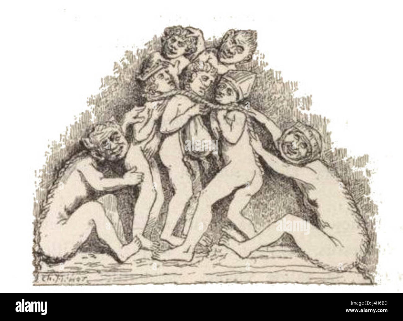 Dieses Bild zeigt eine detaillierte Abbildung des St. Urbain Trilobe, ein architektonisches Element, das in historischen Bauentwürfen verwendet wurde. Der Trilobe ist ein dekoratives Merkmal, das oft in gotischer und mittelalterlicher Architektur zu sehen ist. Stockfoto