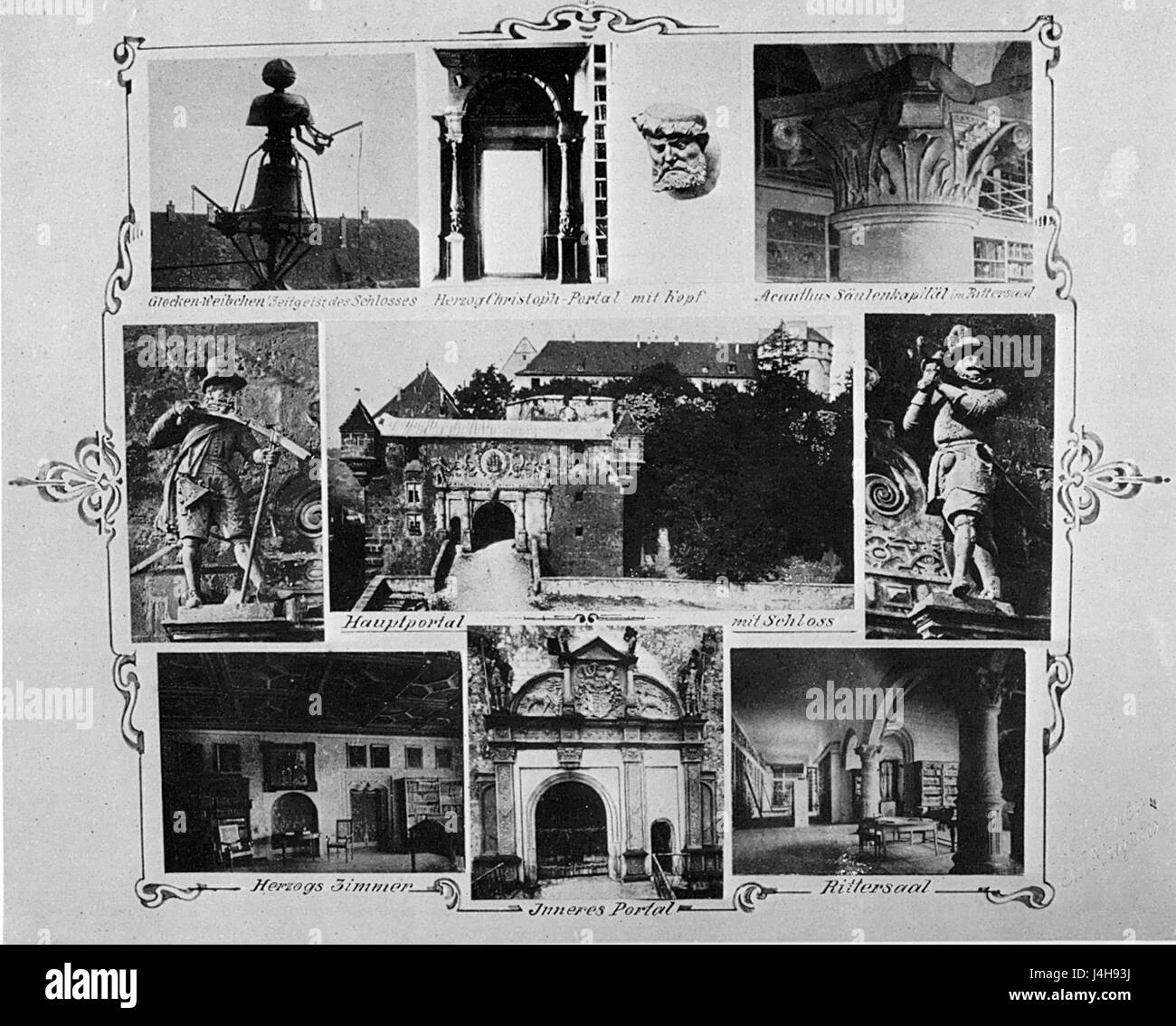 Schloss Sammelbild ist eine künstlerische Darstellung oder Sammlung von Bildern, die eine Burg darstellen und wahrscheinlich auf ein historisches oder kulturelles Wahrzeichen in Europa verweisen. Stockfoto