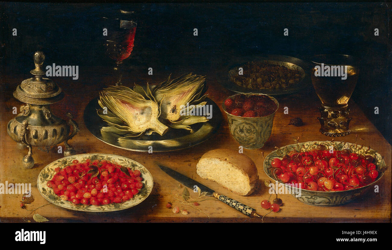 „Stilleven“ ist ein Stilleben-Gemälde im Rijksmuseum, das alltägliche Gegenstände künstlerisch angeordnet darstellt. Dieses Stück, SK A 2549, unterstreicht die Kunst des Künstlers, alltägliche Gegenstände mit außergewöhnlichen Details und Schönheit aufzunehmen. Stockfoto