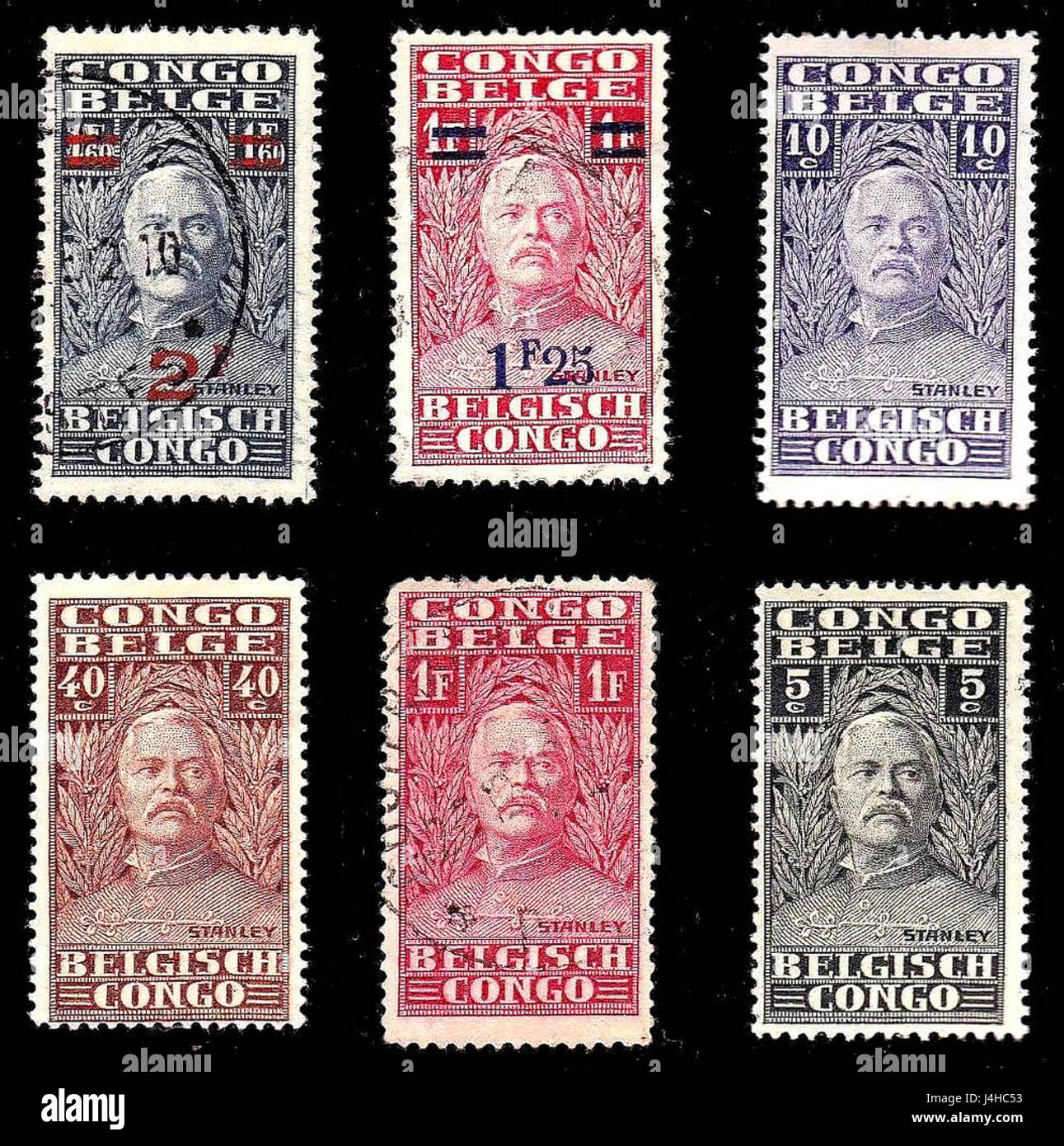 Eine Sammlung von sechs Ausgaben aus der 1928 erschienenen Publikation „Stanley“, die verschiedene Themen von historischem und kulturellem Interesse abdeckt. Stockfoto