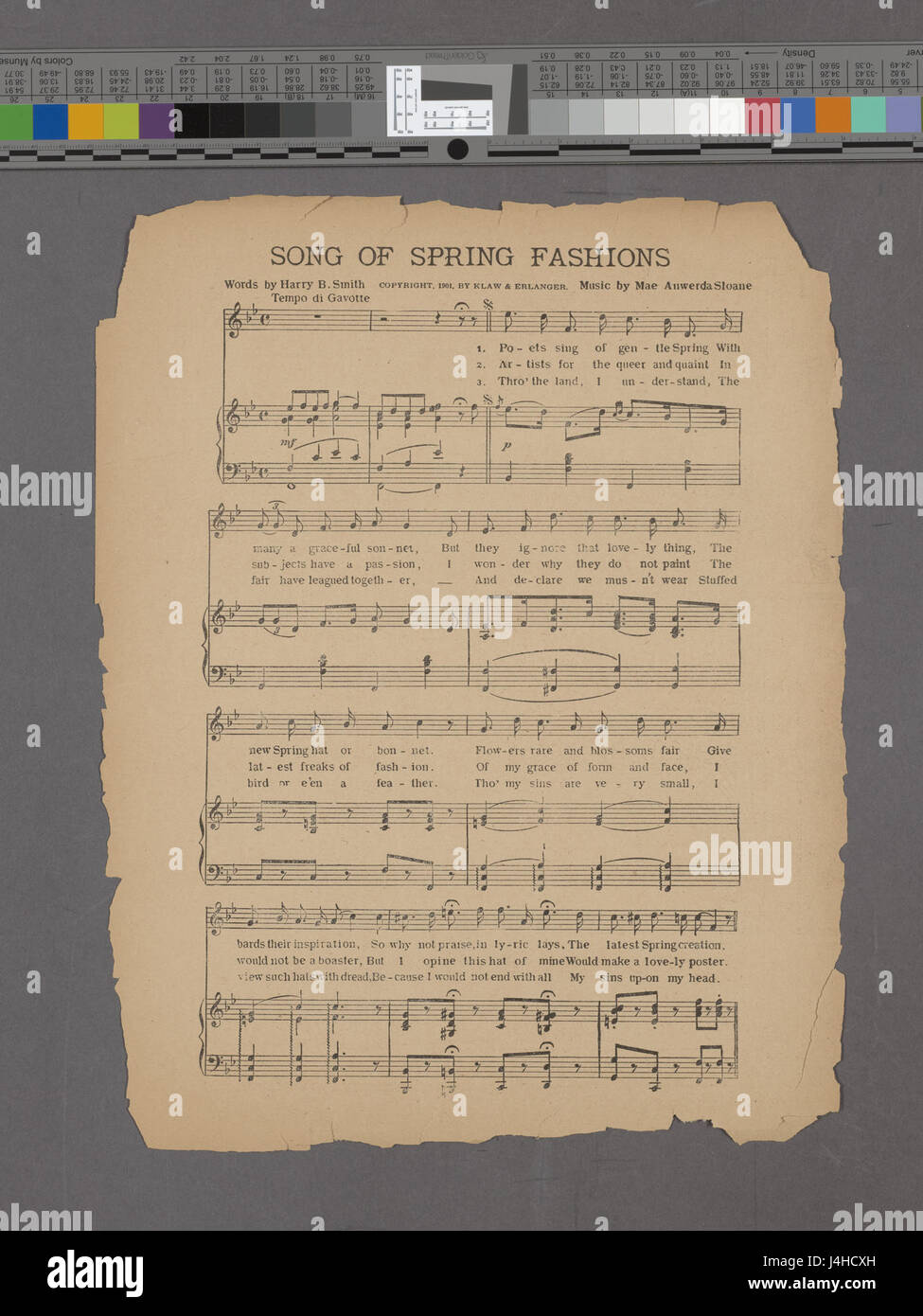 Song of Spring Fashions ist eine Kollektion aus der Libraryâ Hades Collection der New Yorker Öffentlichkeit, die sich auf Trends im Frühling konzentriert. Es reflektiert Stile, Kleidung und Designs aus einer bestimmten Zeit und spiegelt Modegeschichte und kulturelle Trends wider. Stockfoto